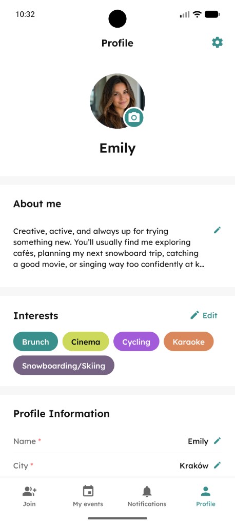 Your profile and interests